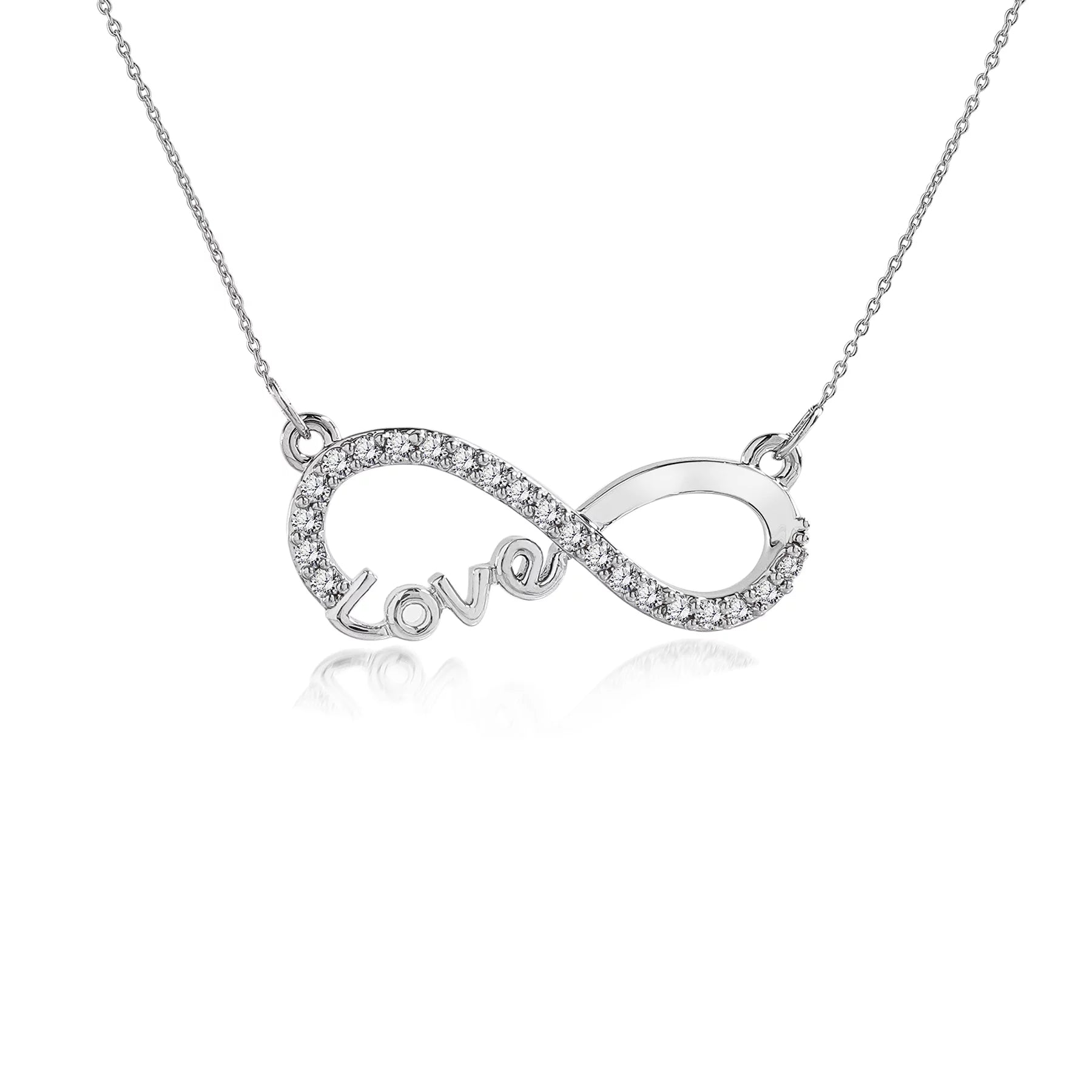 Infinity Love Pendant Necklace - Meaningful Jewelry for Her - Anniversary Gift in 18K White Gold Plated